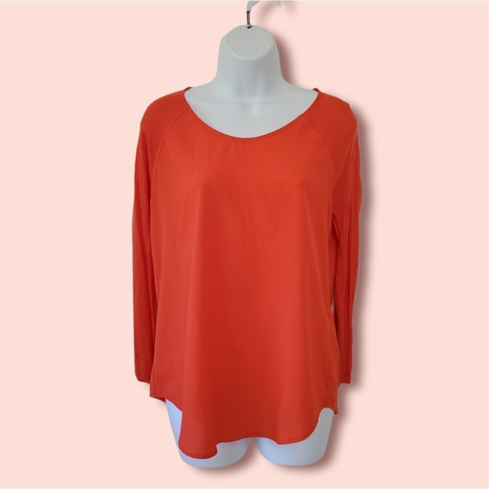 French Connection | Neon‎ Red Lyocell Long Sleeve Shirt | S